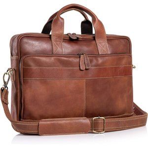 16 Inch Leather briefcases Laptop Messenger Bags for Men and Women Satchel Bag